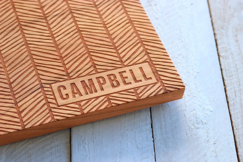 Personalized Herringbone Cutting Board Name Gerber Wood Products 